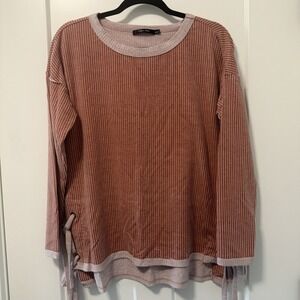 Doe And‎ Rae Light Brown top Oversized Small Side Ties